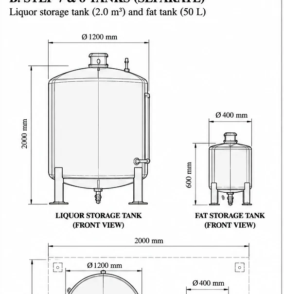 Hotel unit storage tanks, fabrication drawing