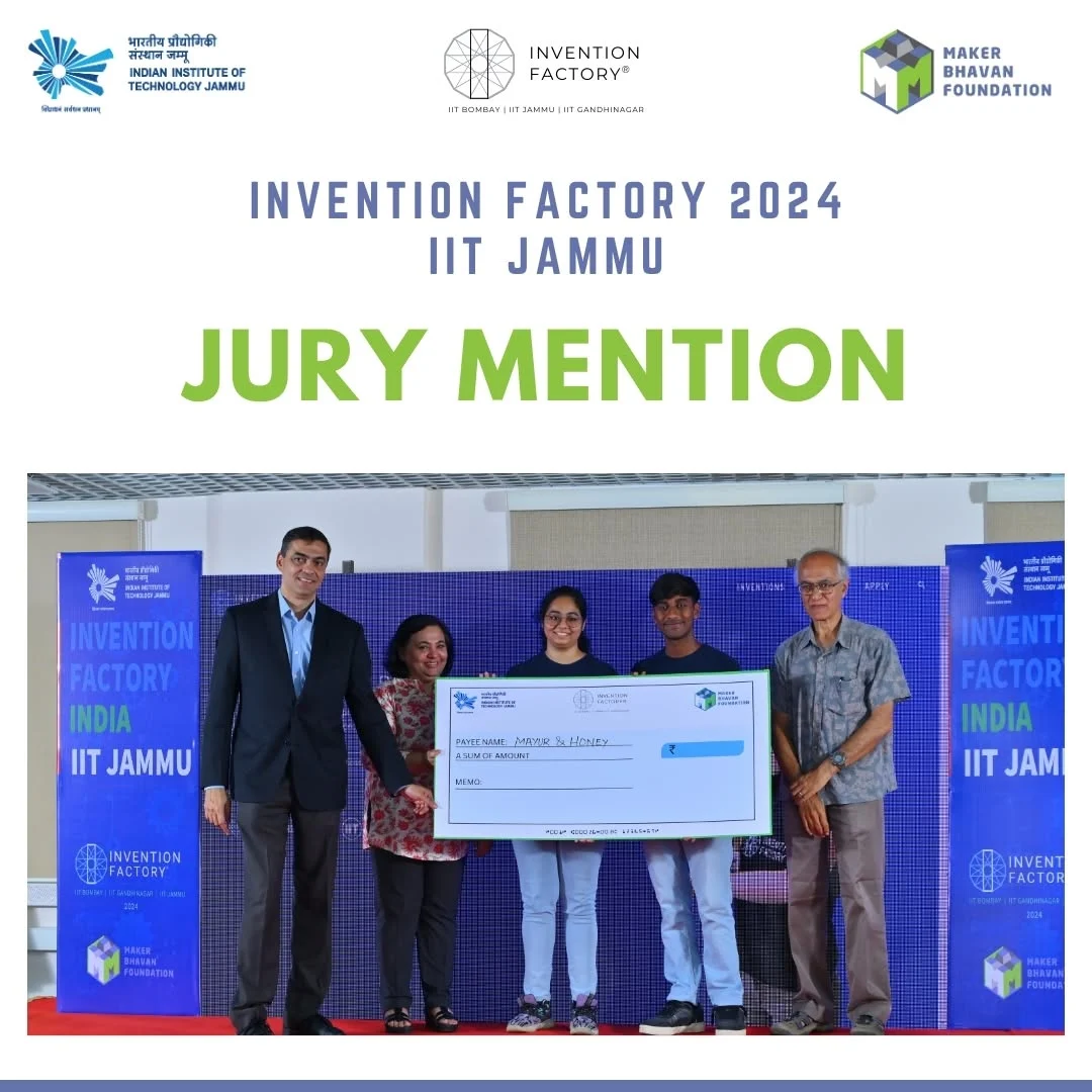 Jury Mention cheque, Mayur and Honey