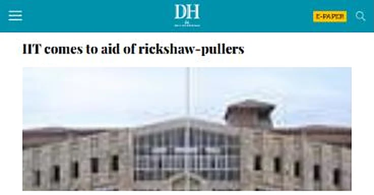 Deccan Herald: IIT comes to aid of rickshaw-pullers, PTI, 20 October 2010