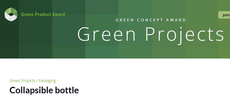 Green Product Award finalist page: Collapsible bottle